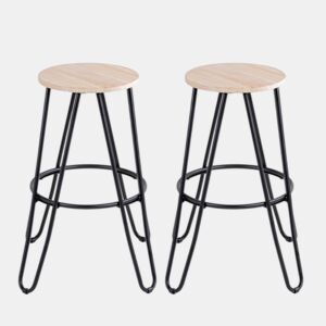 Conjunto de 2 bancos fixos LARS 62,5cm madeira e preto