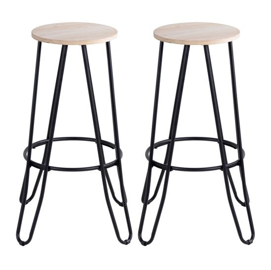 Pack de 2 taburetes fijos LARS madera y negro 