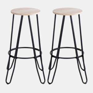 Conjunto de 2 bancos fixos LARS 72,5cm madeira e preto