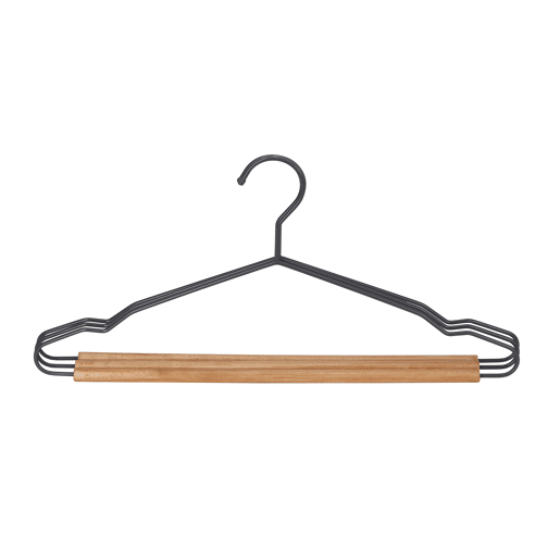 Conjunto de 3 cabides WOOD metal e madeira 20x42x1,2cm cinza