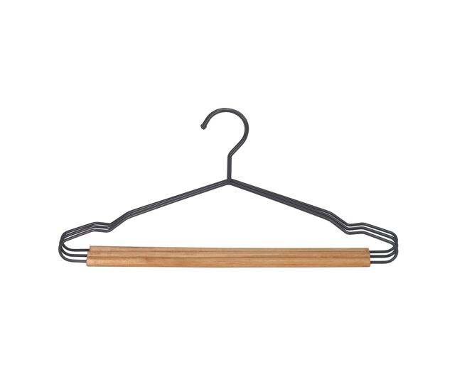 Set 3 perchas wood metal y madera 20x42x1,2cm color gris - conforama