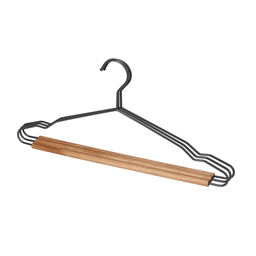 Conjunto de 3 cabides WOOD metal e madeira 20x42x1,2cm cinza Conjunto de 3 cabides WOOD metal e madeira 20x42x1,2cm cinza