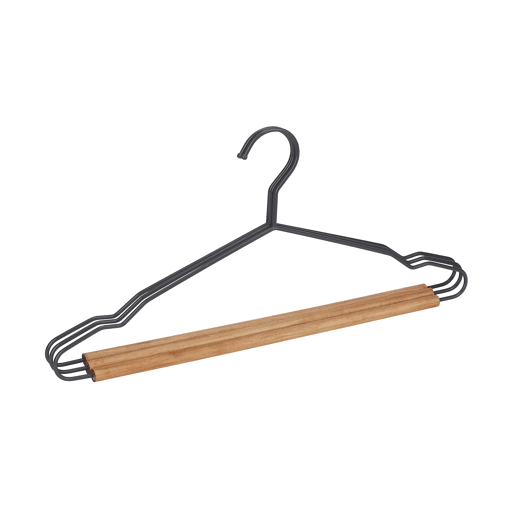 Conjunto de 3 cabides WOOD metal e madeira 20x42x1,2cm cinza Conjunto de 3 cabides WOOD metal e madeira 20x42x1,2cm cinza