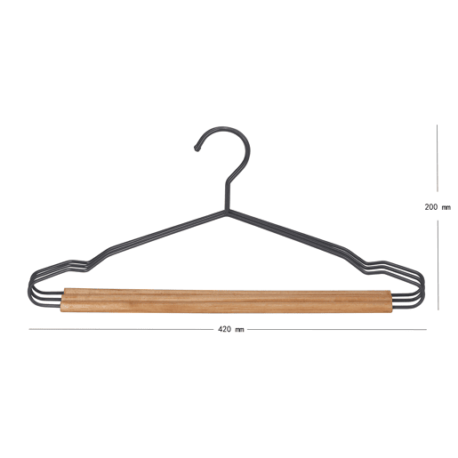 Conjunto de 3 cabides WOOD metal e madeira 20x42x1,2cm cinza Conjunto de 3 cabides WOOD metal e madeira 20x42x1,2cm cinza