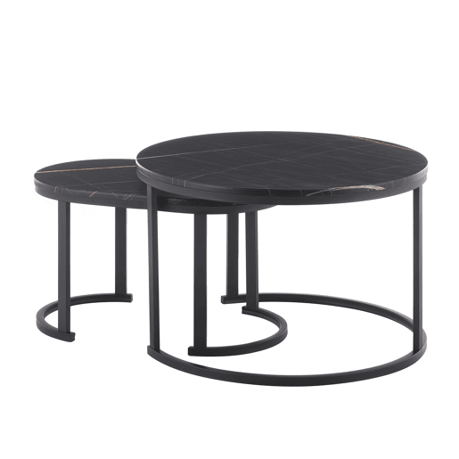 Conjunto de 2 mesas de centro NARA cor preto Conjunto de 2 mesas de centro NARA cor preto