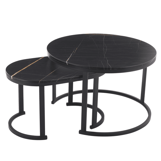 Conjunto de 2 mesas de centro NARA cor preto Conjunto de 2 mesas de centro NARA cor preto