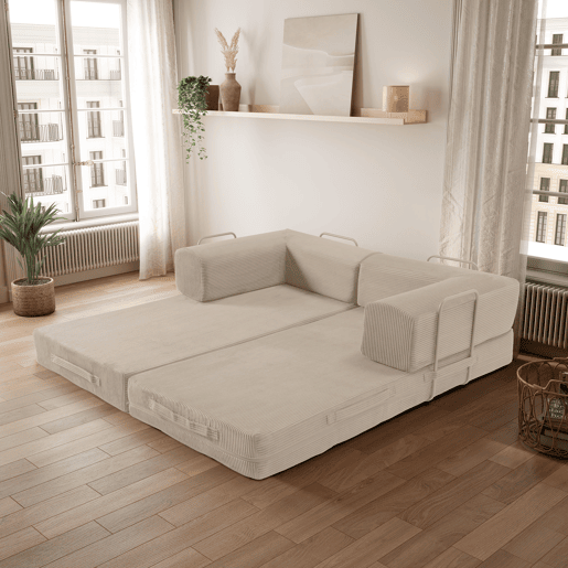 Sofá cama 3 lugares TETRIS cor bege