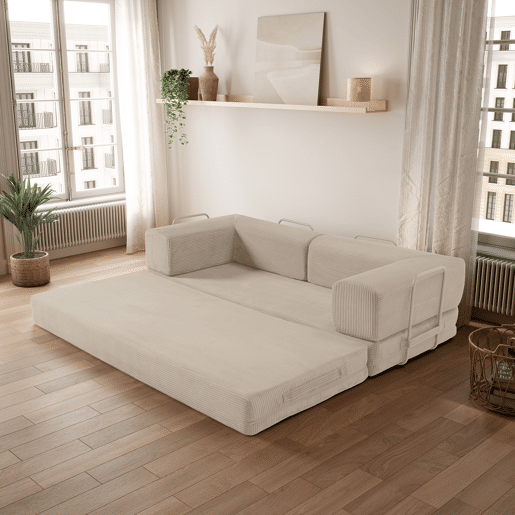 Sofá cama 3 lugares TETRIS cor bege