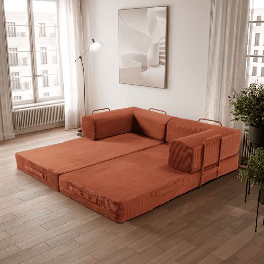Sofá cama 3 lugares TETRIS cor terracota