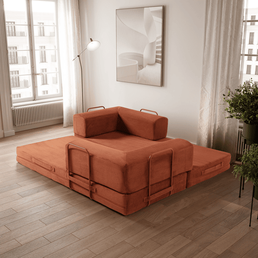 Sofá cama 3 lugares TETRIS cor terracota