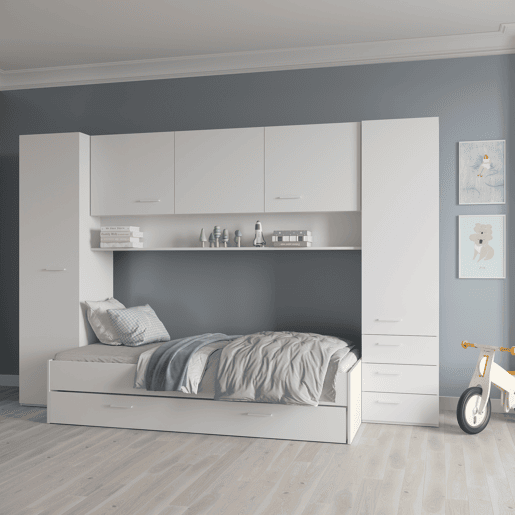 Ponte cama de rodízio BROOKLYN 90x200cm cor branco