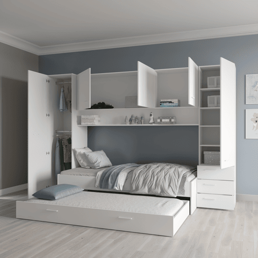 Ponte cama de rodízio BROOKLYN 90x200cm cor branco