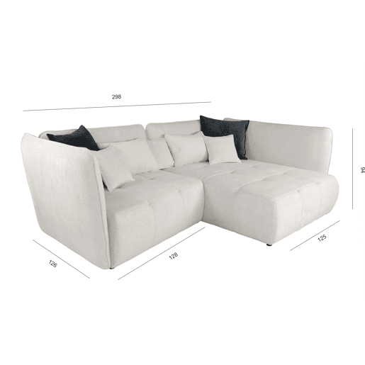 Chaise longue direita SOPHIE cor bege e preto