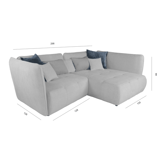 Chaise longue derecha SOPHIE color gris claro y azul