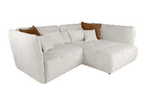 Chaise longue direita SOPHIE cor branco e laranja