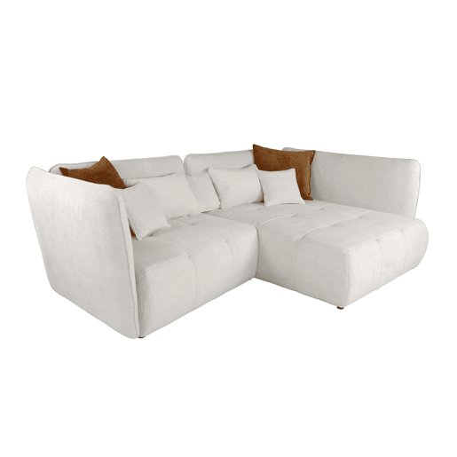 Chaise longue direita SOPHIE cor branco e laranja