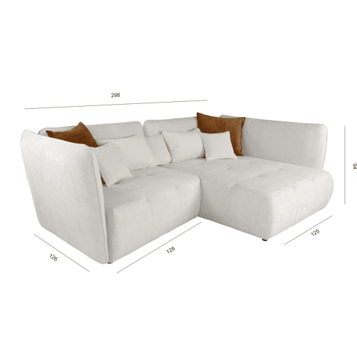 Chaise longue direita SOPHIE cor branco e laranja