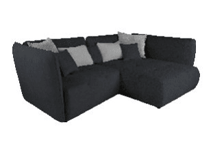 Chaise longue direita SOPHIE cor preto e cinza