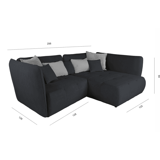 Chaise longue direita SOPHIE cor preto e cinza