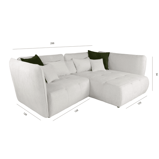 Chaise longue direita SOPHIE cor branco e verde