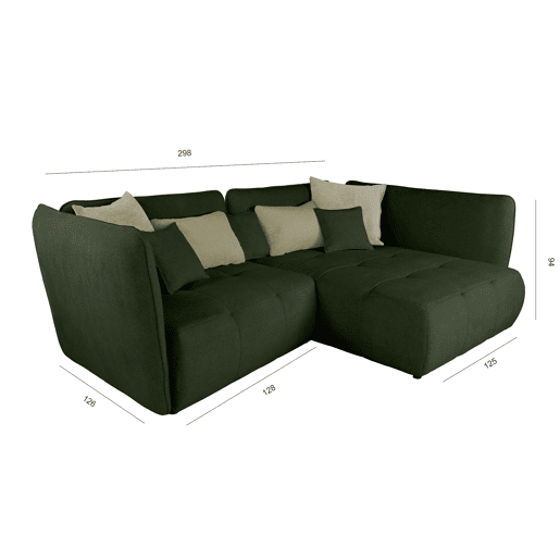 Chaise longue direita SOPHIE cor verde e branco