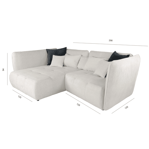 Chaise longue esquerda SOPHIE cor bege e preto