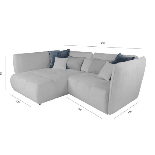 Chaise longue izquierda SOPHIE color gris claro y azul