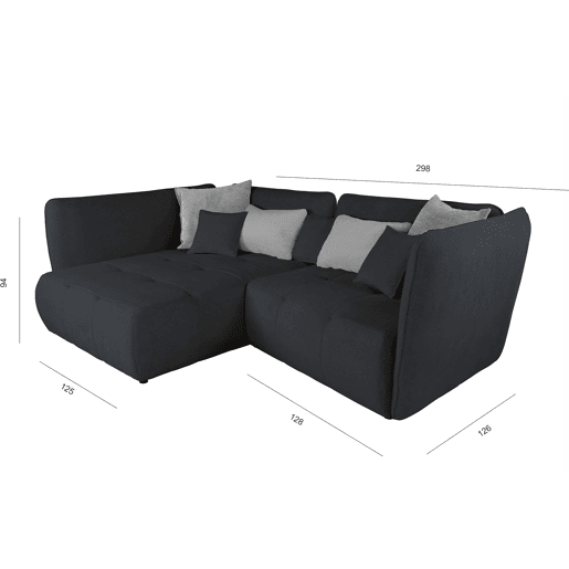 Chaise longue esquerda SOPHIE cor preto e cinza