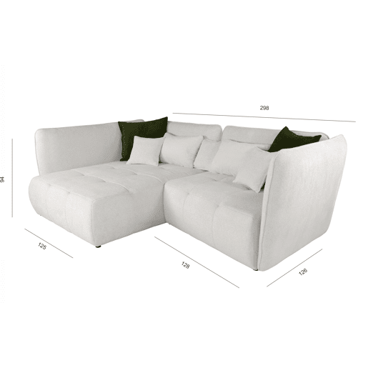 Chaise longue esquerda SOPHIE cor branco e verde