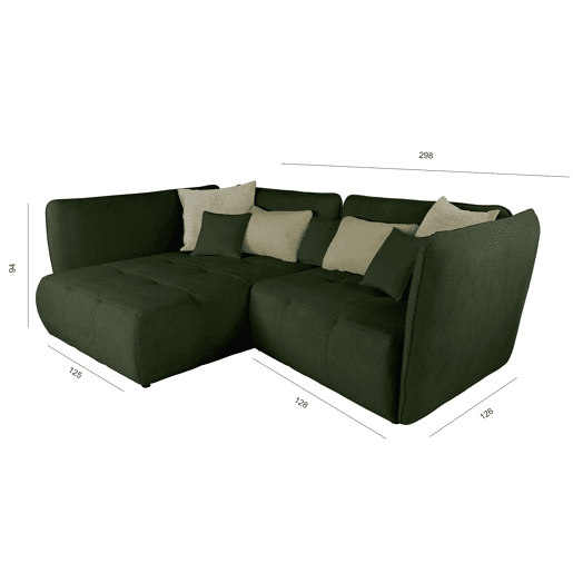 Chaise longue esquerda SOPHIE cor verde e branco