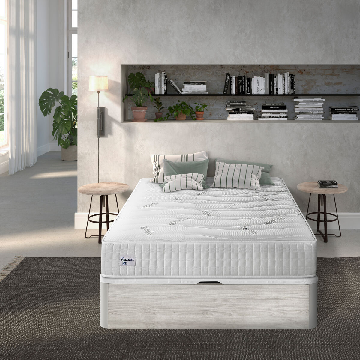 Pack TOP VISCOGEL Z9 150x190cm ensacado y canapé glaciar SOMNALIS