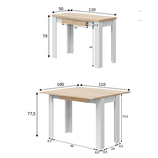 Mesa de cozinha extensível GINA