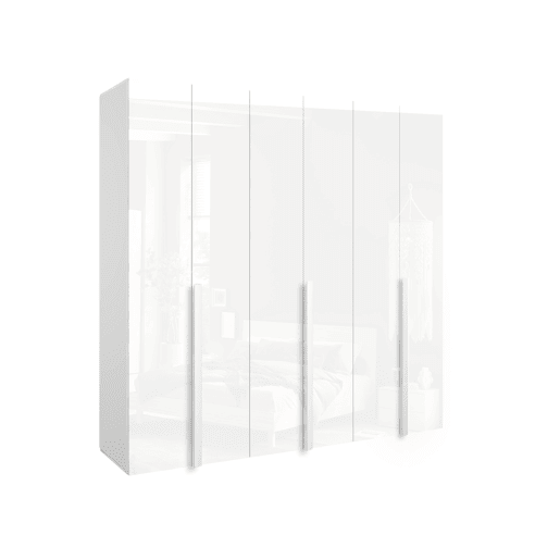 Roupeiro SWING 230x240cm 6 portas batentes branco lacado