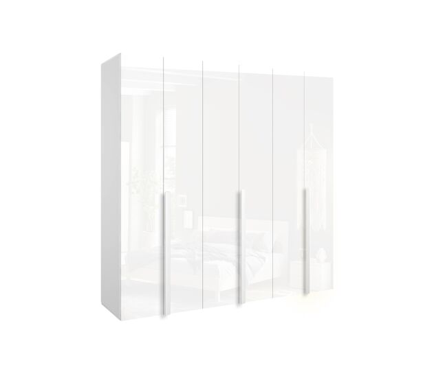 Armario swing 240x230cm 6 puertas batientes lacado blanco