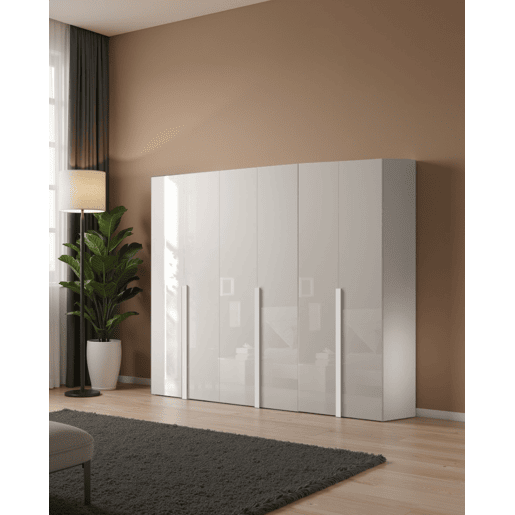 Roupeiro SWING 230x240cm 6 portas batentes branco lacado