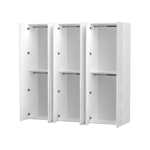 Roupeiro SWING 230x240cm 6 portas batentes branco lacado