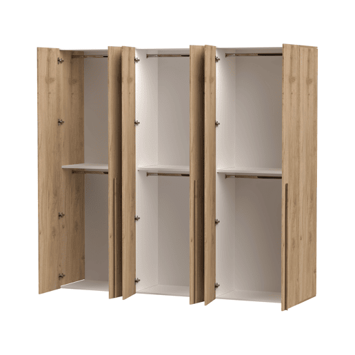 Roupeiro SWING 230x240cm 6 portas batentes carvalho