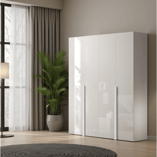 Roupeiro SWING 230x180cm 4 portas batentes branco lacado
