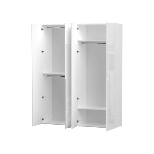 Roupeiro SWING 230x180cm 4 portas batentes branco lacado