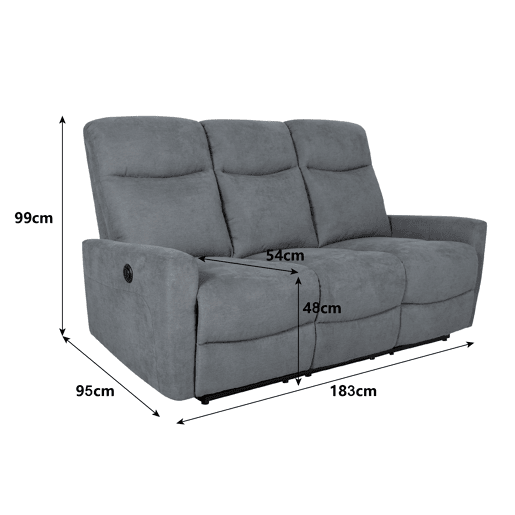 Sofá 3 lugares com 2 assentos relax elétricos FLASH cinza claro Sofá 3 lugares com 2 assentos relax elétricos FLASH cinza claro
