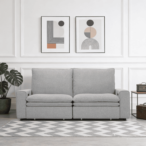 Sofá cama 3 lugares relax elétrico NOVO cinza claro