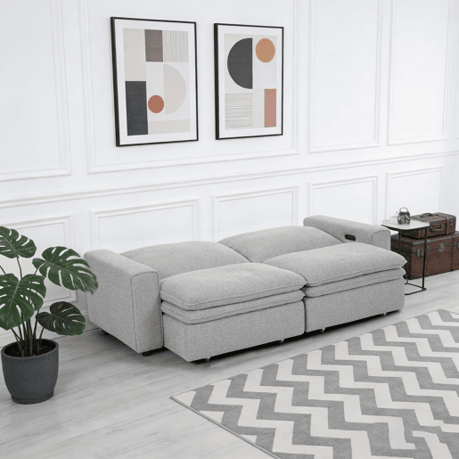 Sofá cama 3 lugares relax elétrico NOVO cinza claro
