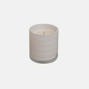 Vela perfumada em frasco com relevo WHITE PEARL 9x8cm