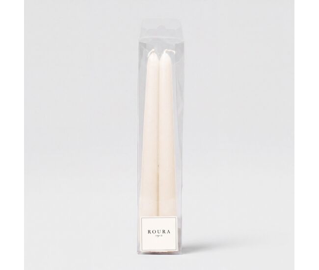Set de 2 velas cónicas marfil 28,5x5cm