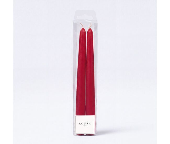 Set de 2 velas cónicas granate 28,5x5cm