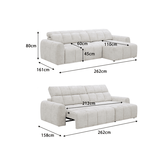 Chaise longue direita BUBBLE cor cinza