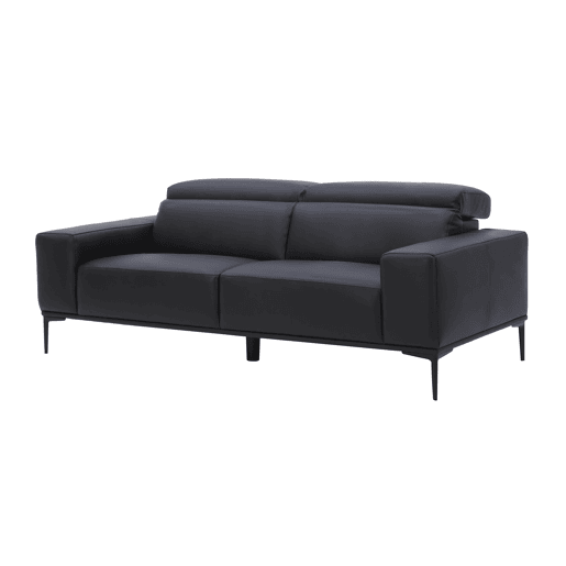Sofá 3 lugares fixo em pele ESME cor preto