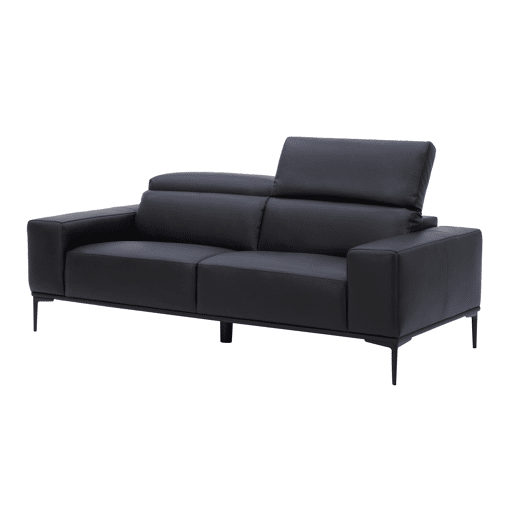 Sofá 3 lugares fixo em pele ESME cor preto