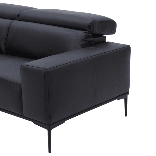 Sofá 3 lugares fixo em pele ESME cor preto