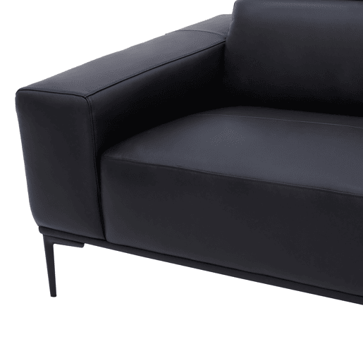 Sofá 3 lugares fixo em pele ESME cor preto
